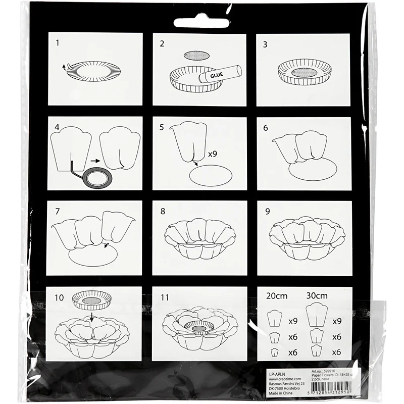 Papierblumen, D 15+25 cm, Natur, 2 Stk/ 1 Pck [HOB-599916]