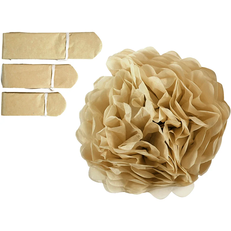 Seidenpapier-Pompons, D 20+24+30 cm, 16 g, Gold, 3 Stk/ 1 Pck [HOB-590029]