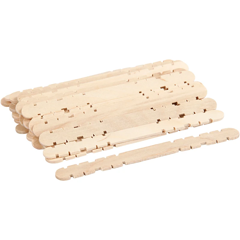 Holzbaustäbe mit Kerben, L 11,4 cm, B 10 mm, 30 Stk/ 1 Pck [HOB-579970]