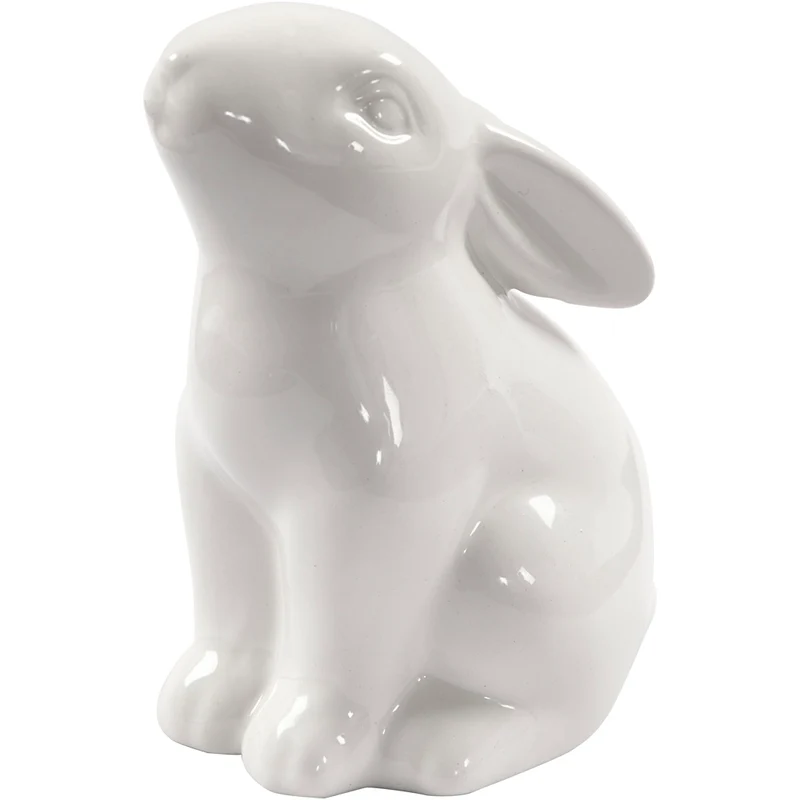 Hase, H 9 cm, D 5,5 cm, Weiß, 12 Stk/ 1 Pck [HOB-50579]