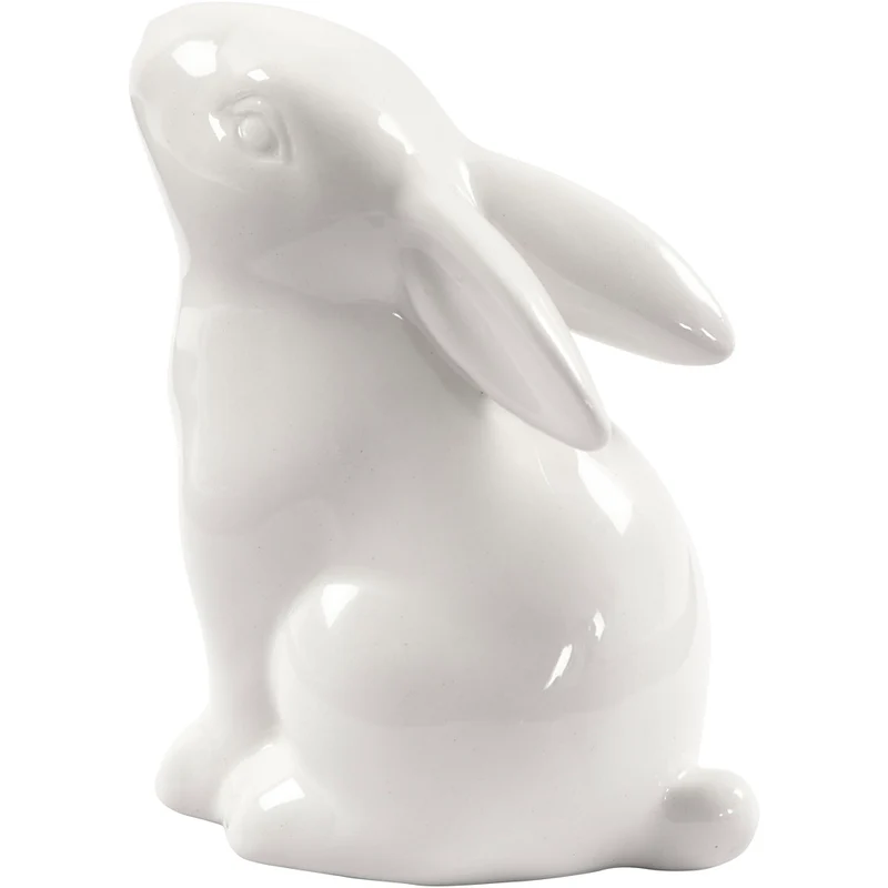 Hase, H 9 cm, D 5,5 cm, Weiß, 12 Stk/ 1 Pck [HOB-50579]