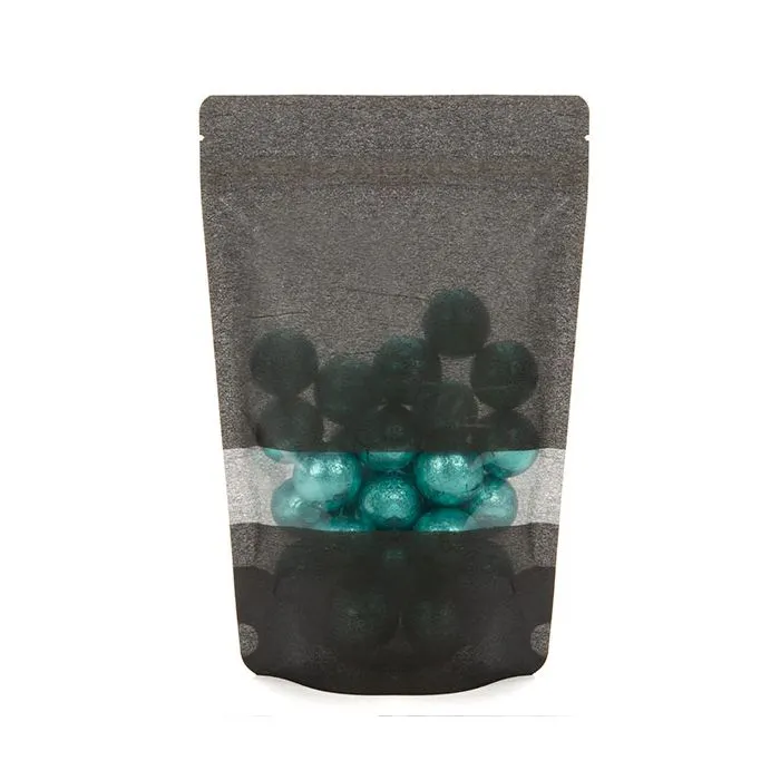 Standbodenbeutel Reispapier Schwarz 14.9x8.9x23.2cm | 310 Gramm mit Fenster (100 Stück) [ZBGR7B]