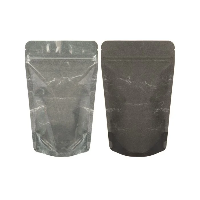 Standbodenbeutel Reispapier Transparent/Schwarz 13x7.9x20.6cm | 110 Gramm (100 Stück) [ZBGR3BC]