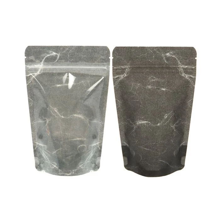 Standbodenbeutel Reispapier Transparent/Schwarz 11.9x7.6x18.4cm | 110 Gramm (100 Stück) [ZBGR46BC]