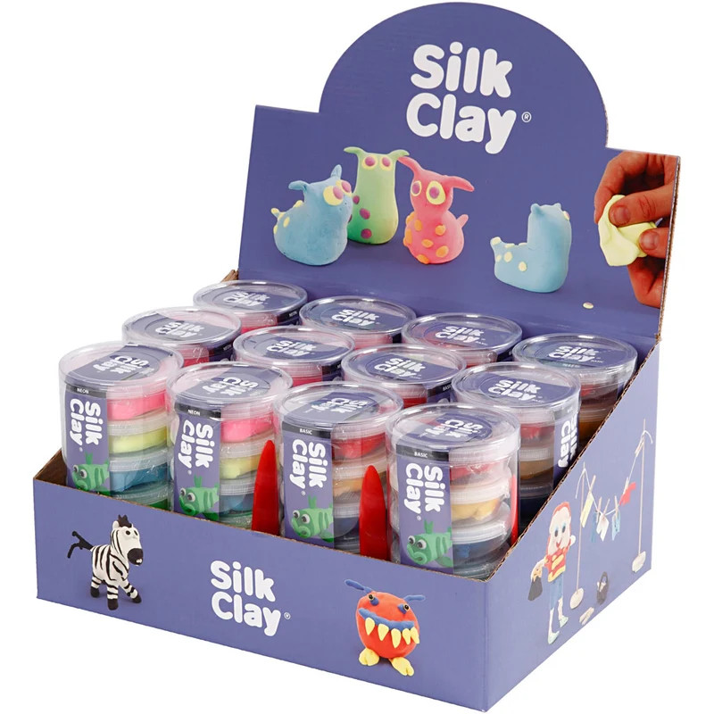 Silk Clay®, Neonfarben, Standard-Farben, 12 Set/ 1 Pck [HOB-78721]