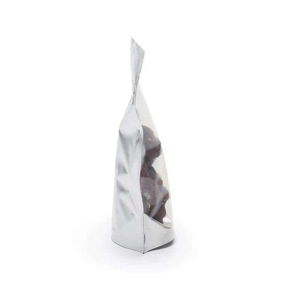 Standbodenbeutel Transparent/Silber 10.2x6x15.2cm | 57 Gramm mit Aufhängeloch (100 Stück) [ZBGS2H]