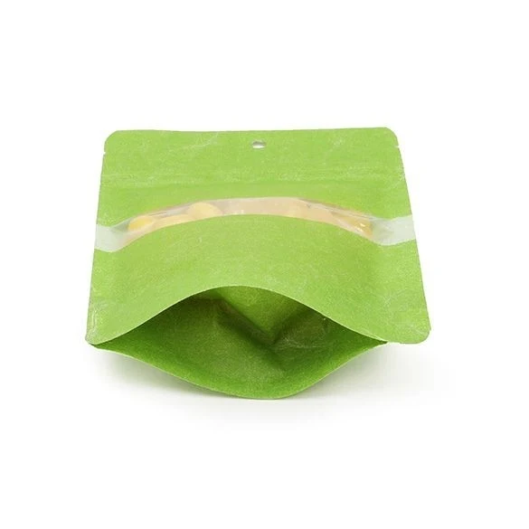 Standbodenbeutel Reispapier Grün 10.2x6x15.2cm | 57 Gramm mit Aufhängeloch (100 Stück) [ZBGR2GRH]