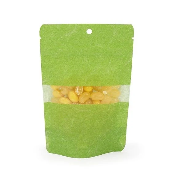 Standbodenbeutel Reispapier Grün 10.2x6x15.2cm | 57 Gramm mit Aufhängeloch (100 Stück) [ZBGR2GRH]
