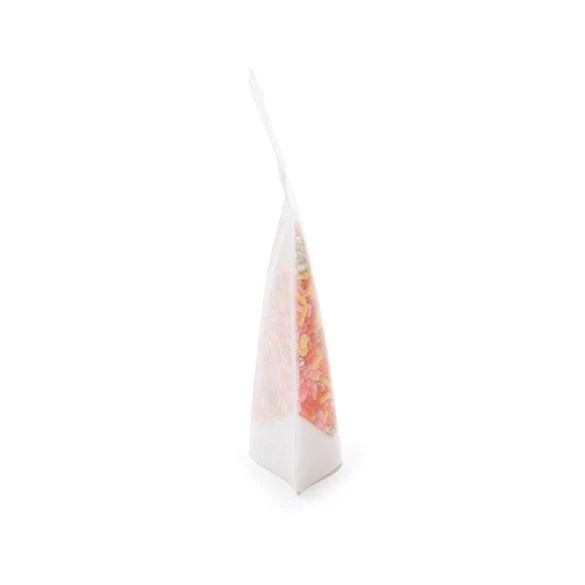 Standbodenbeutel Reispapier Transparent/Weiß 8x5x13cm | 28 Gramm mit Aufhängeloch (100 Stück) [ZBGR1WCH]