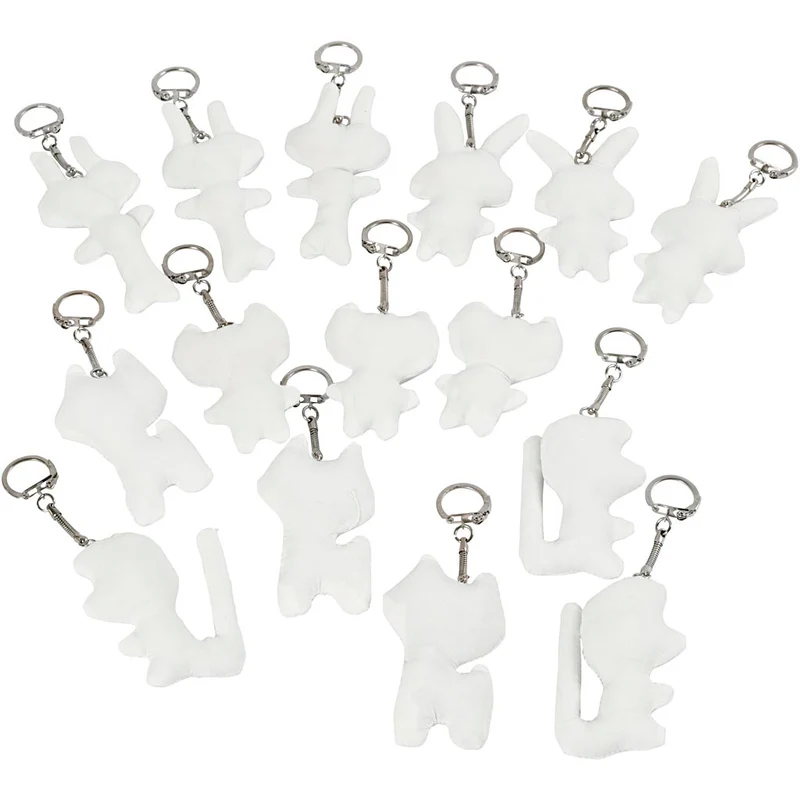 Schlüsselanhänger aus Stoff, Größe 6-10 cm, Weiß, 15 Stk/ 1 Pck [HOB-49514]
