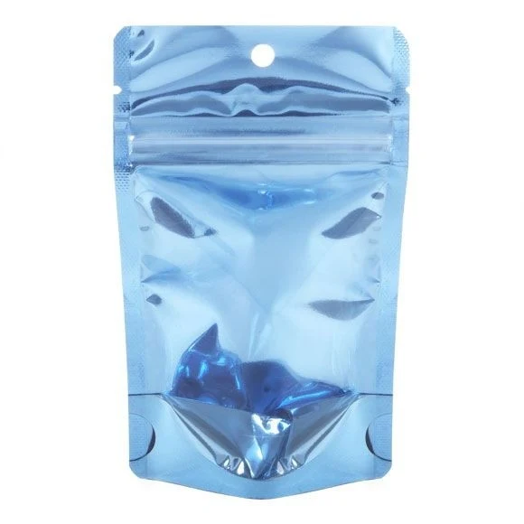 Standbodenbeutel Transparent/Blau 10.2x6x15.2cm | 57 Gramm (100 Stück) [ZBGB2BL]