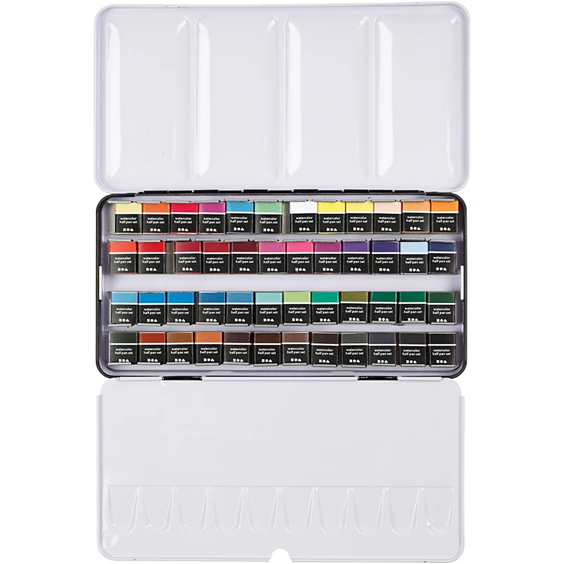 Art Aquarellfarben, Halbwannen, Größe 10x15x20 mm, Standard-Farben, 48 Farbe/ 1 Pck [HOB-34245]