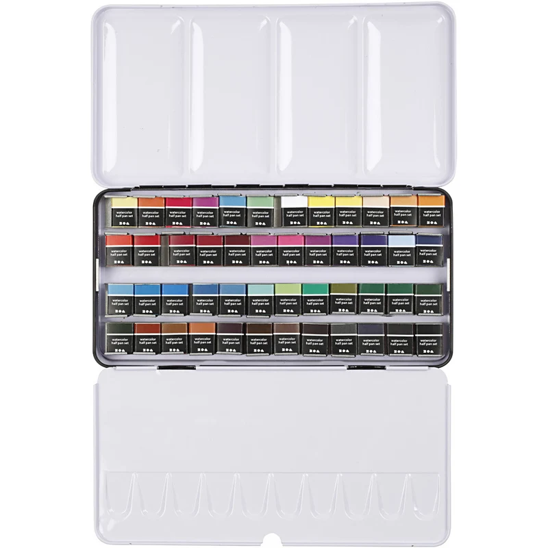 Art Aquarellfarben, Halbwannen, Größe 10x15x20 mm, Standard-Farben, 48 Farbe/ 1 Pck [HOB-34245]