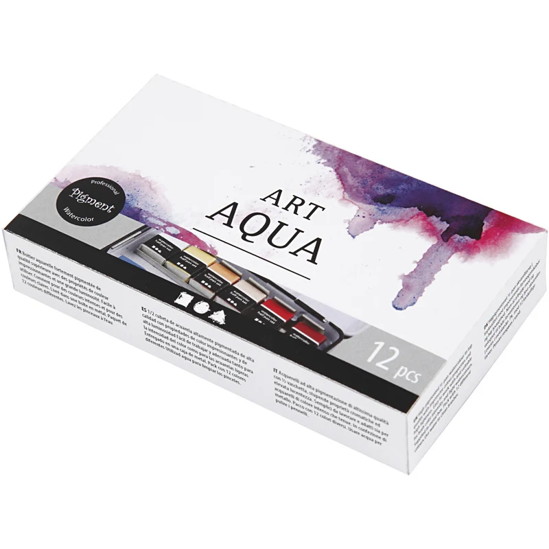 Art Aquarellfarben, Halbwannen, Größe 10x15x20 mm, Standard-Farben, 12 Farbe/ 1 Pck [HOB-34244]
