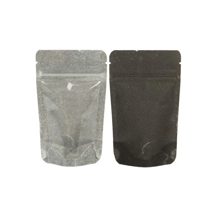 Standbodenbeutel Reispapier Transparent/Schwarz 8x5x13cm | 28 Gramm (100 Stück) [ZBGR1BC]