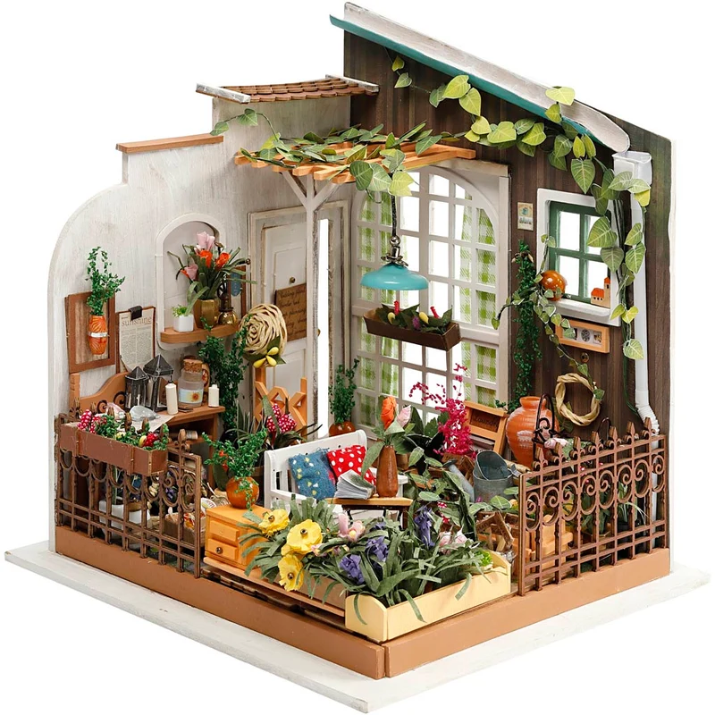 DIY-Miniatur-Zimmer, Gartenzimmer, H 21 cm, B 19,5 cm, 1 Stk [HOB-57880]