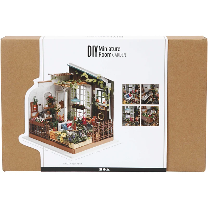 DIY-Miniatur-Zimmer, Gartenzimmer, H 21 cm, B 19,5 cm, 1 Stk [HOB-57880]