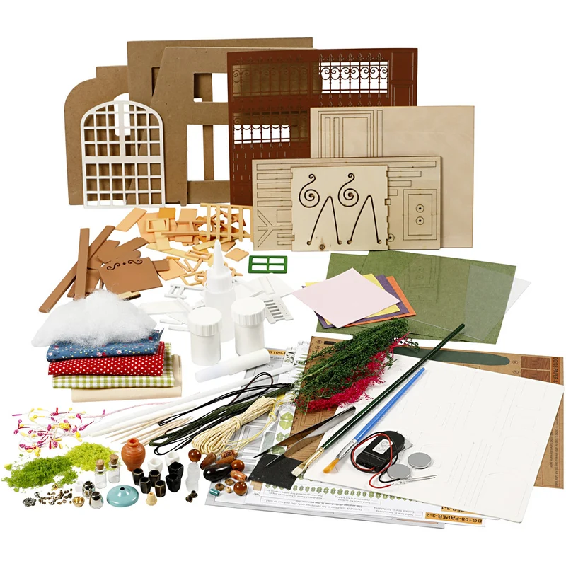 DIY-Miniatur-Zimmer, Gartenzimmer, H 21 cm, B 19,5 cm, 1 Stk [HOB-57880]