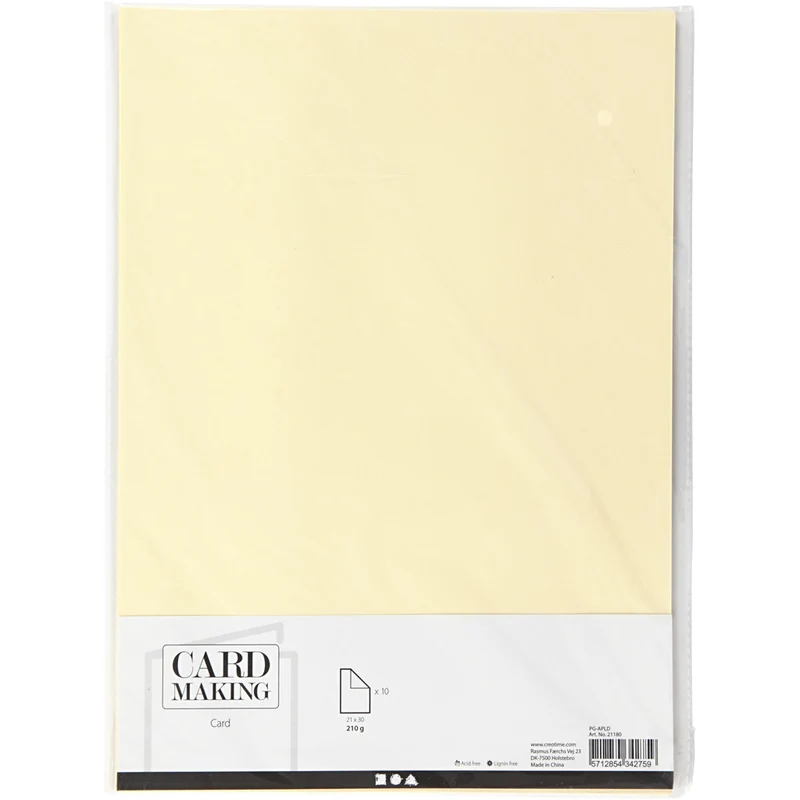 Karton, A4, Blatt 210x297 mm, 210 g, Pastellgelb, 10 Bl./ 1 Pck [HOB-21180]