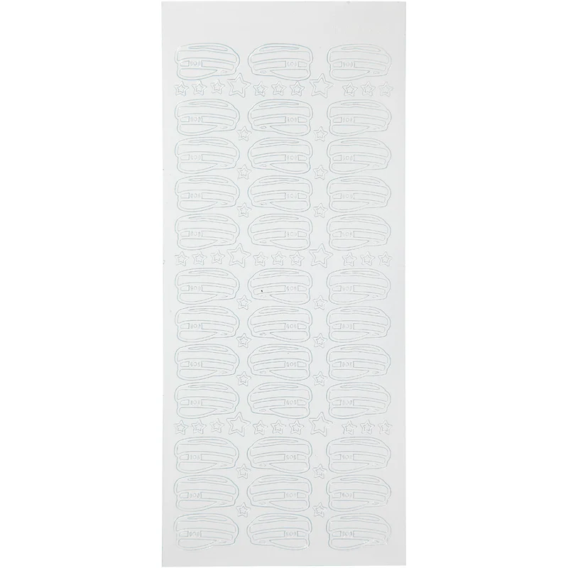 Sticker, Kappen, Blatt 10x23 cm, Weiß, 1 Bl. [HOB-170287]