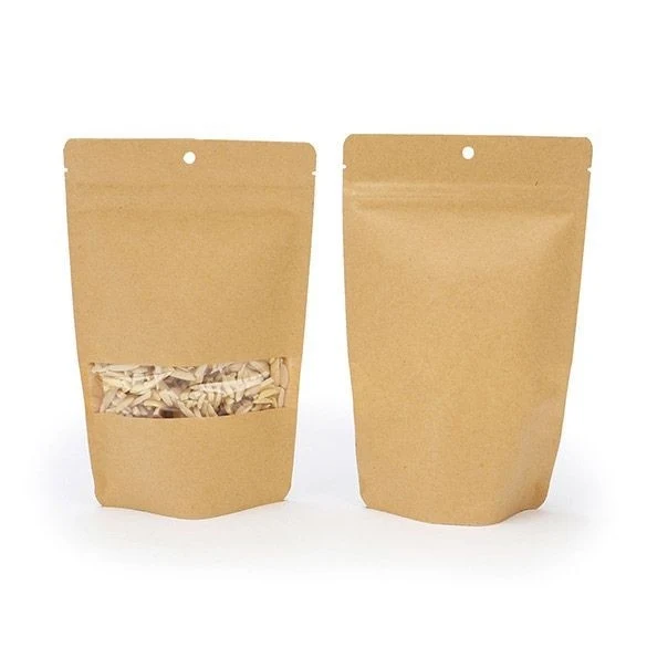 Standbodenbeutel Kraft 13x8x20.5cm | 110 Gramm mit Aufhängeloch (100 Stück) [ZBGW3KH]
