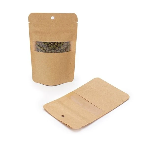 Standbodenbeutel Kraft 8x5x13cm | 28 Gramm mit Aufhängeloch (100 Stück) [ZBGW1KH]