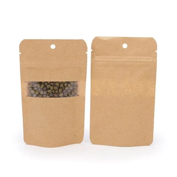 Standbodenbeutel Kraft 8x5x13cm | 28 Gramm mit Aufhängeloch (100 Stück) [ZBGW1KH]