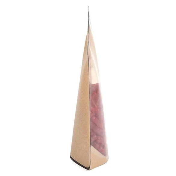 Standbodenbeutel Kraftpapier/Transparent Glasgefäß-Form 13x7.6x20.6cm (100 Stück) [SP3KC]