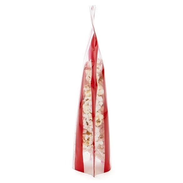 Standbodenbeutel Popcorn Rot/Weiß 15.2x8.9x22.9cm (100 Stück) [SP4P]