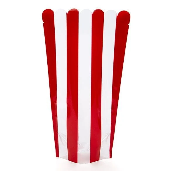 Standbodenbeutel Popcorn Rot/Weiß 15.2x8.9x22.9cm (100 Stück) [SP4P]