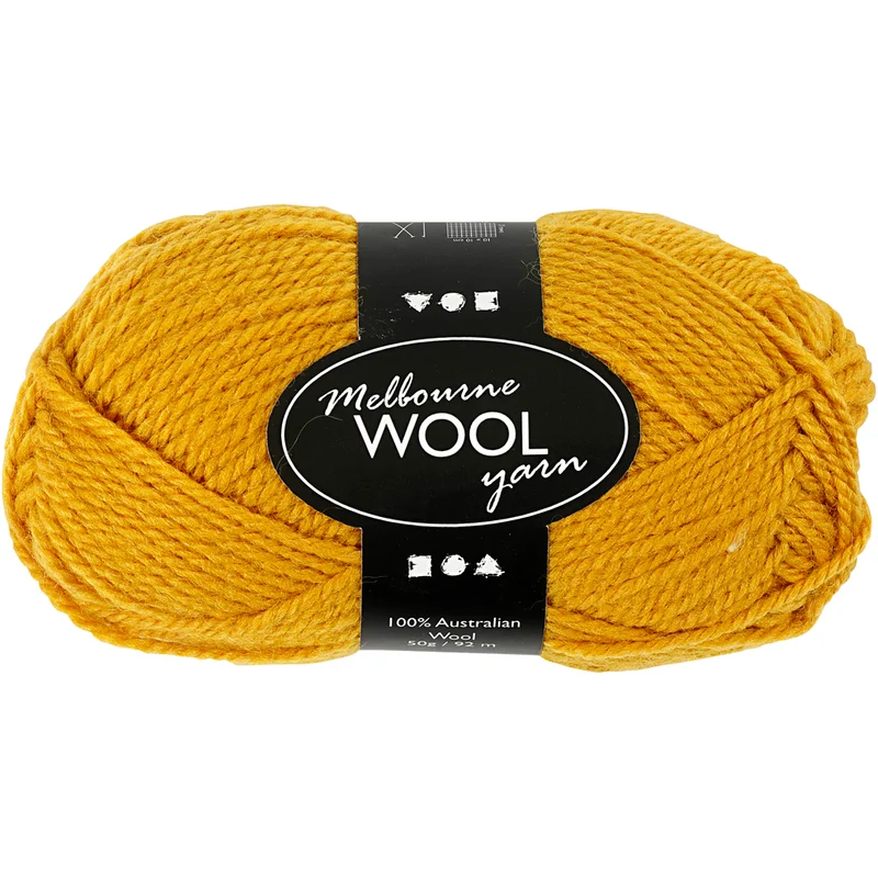 Melbourne Wool Yarn, L 92 M, Dunkelgelb, 50 g/ 1 Knäuel [HOB-44714]