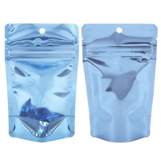 Standbodenbeutel Transparent/Blau 7.9x5.1x13cm | 28 Gramm (100 Stück) [ZBGB1BL]