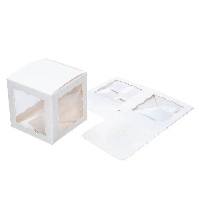 Geschenkschachteln Kraft Weiß mit 3 Fenstern 7.5x7.5x7.5cm (25 Stück) [WGWG348]