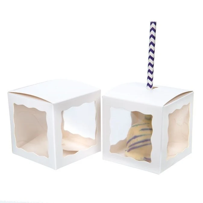Geschenkschachteln Kraft Weiß mit 3 Fenstern 7.5x7.5x7.5cm (25 Stück) [WGWG348]