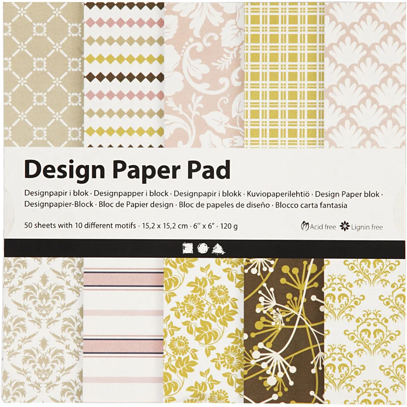 Design-Papier im Block, Blatt 15,2x15,2 cm, 120 g, Grün, Rosa, 50 Bl./ 1 Pck [HOB-225911]
