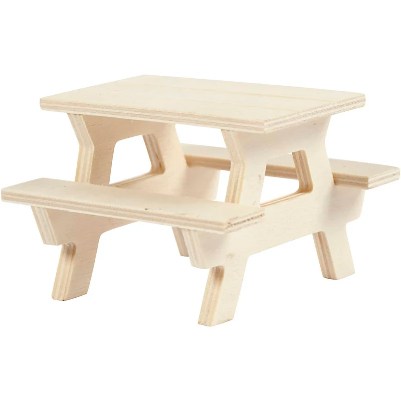 Miniatur-Picknick-Tisch, H 5,5 cm, L 8 cm, B 8 cm, 1 Stk [HOB-56927]