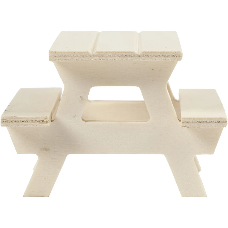 Miniatur-Picknick-Tisch, H 5,5 cm, L 8 cm, B 8 cm, 1 Stk [HOB-56927]