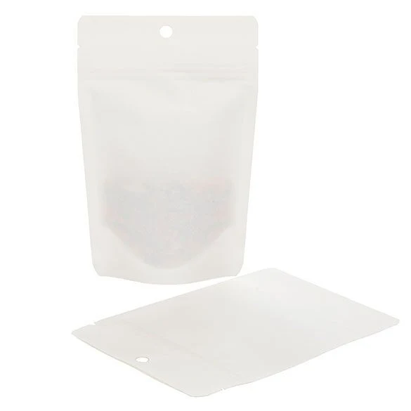 Öko Standbodenbeutel Kraft/Bioplastik Weiß 57 Gramm | 10.2x6x15.2cm (100 Stück) [ZBGEK2W]