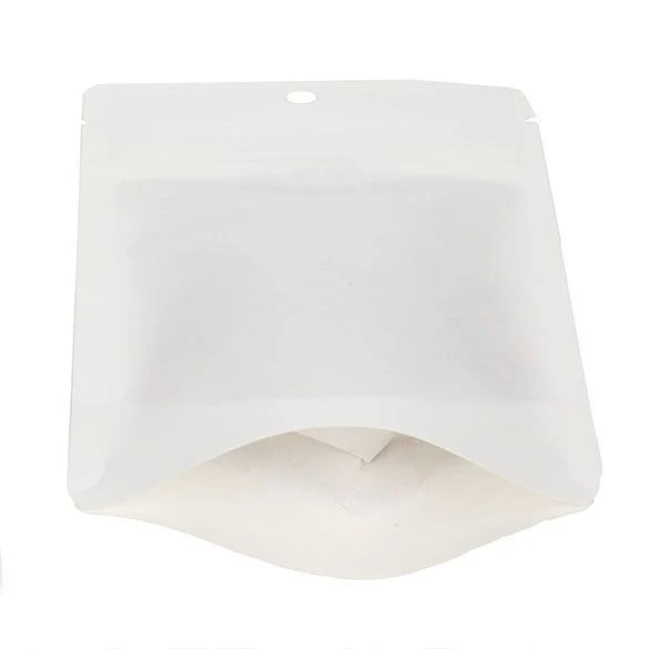 Öko Standbodenbeutel Kraft/Bioplastik Weiß 57 Gramm | 10.2x6x15.2cm (100 Stück) [ZBGEK2W]