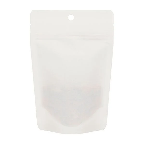 Öko Standbodenbeutel Kraft/Bioplastik Weiß 57 Gramm | 10.2x6x15.2cm (100 Stück) [ZBGEK2W]