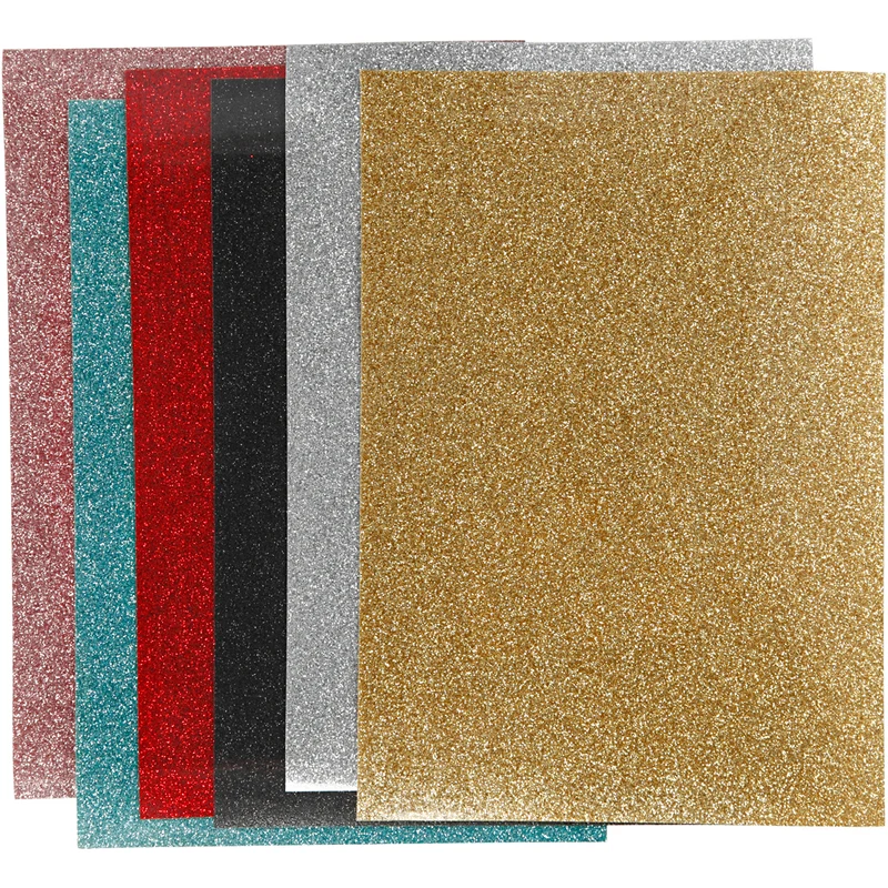 Bügelfolie, Blatt 148x210 mm, Glitter, Sortierte Farben, 6 Bl./ 1 Pck [HOB-443370]