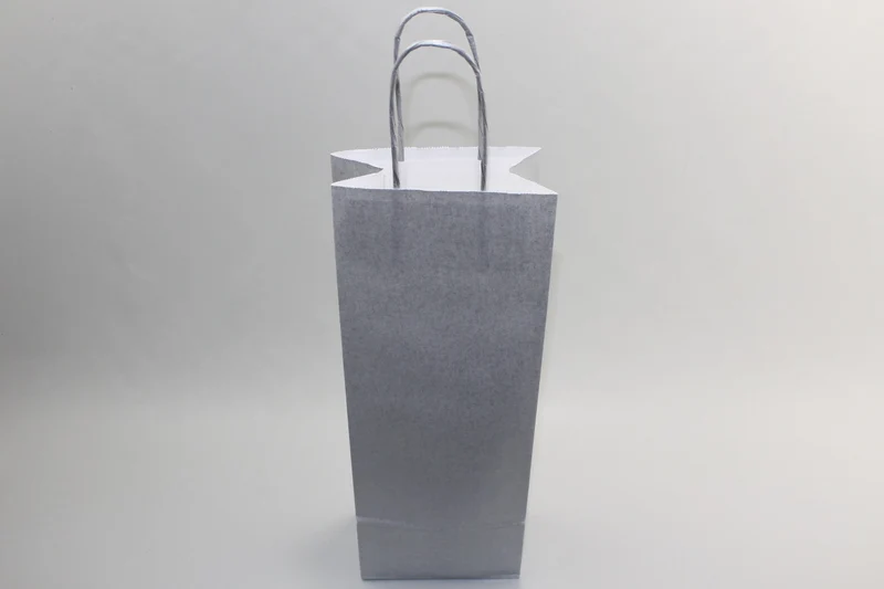 Papiertragetaschen für Flaschen 14x8x39cm Silber (50 Stück) [PAWF1439SI]