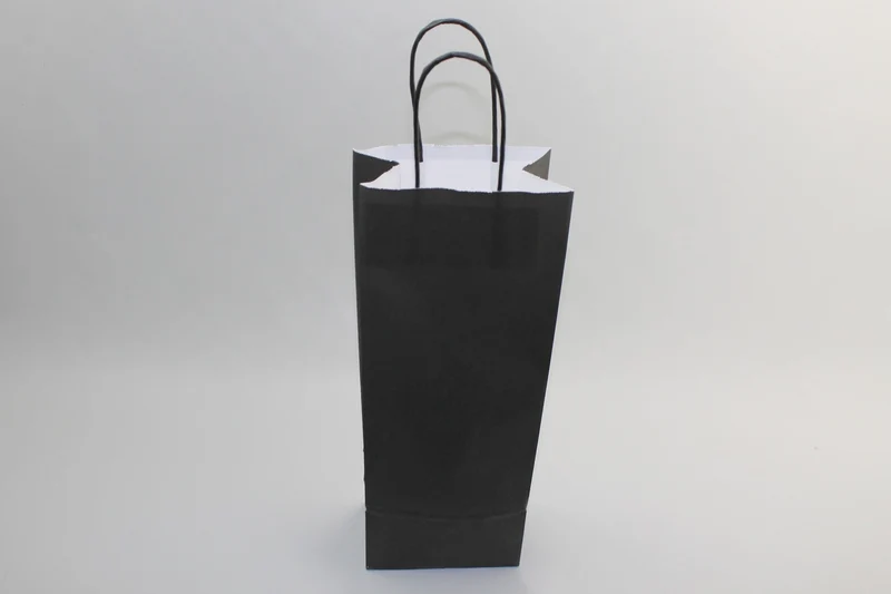 Papiertragetaschen für Flaschen 14x8x39cm Schwarz (50 Stück) [PAWF1439BK]