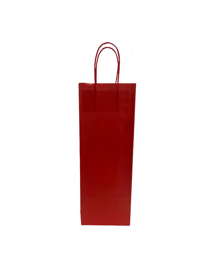 Papiertragetaschen für Flaschen 14x8x39cm Rot (50 Stück) [PAWF1439R]