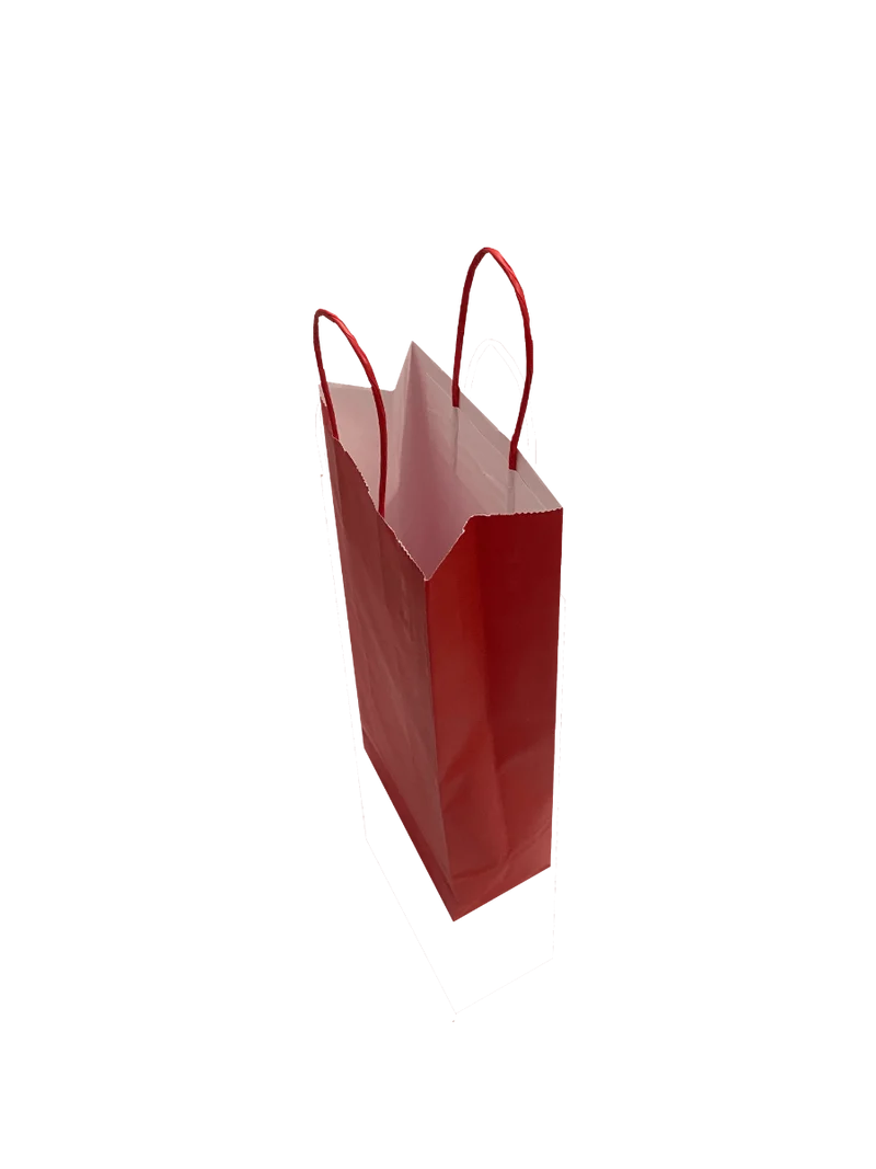Papiertragetaschen für Flaschen 14x8x39cm Rot (50 Stück) [PAWF1439R]