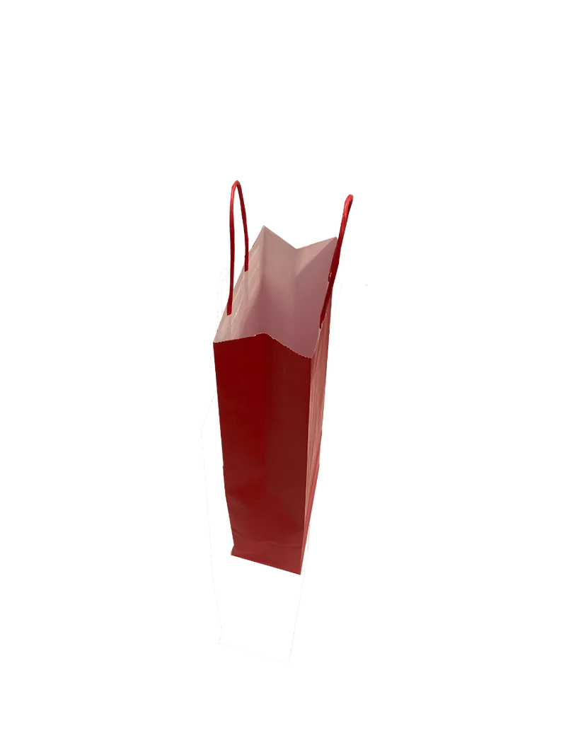 Papiertragetaschen für Flaschen 14x8x39cm Rot (50 Stück) [PAWF1439R]