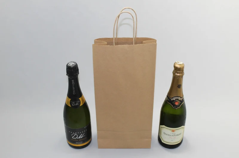 Papiertragetaschen für Flaschen 18x8x39cm Kraft (50 Stück) [PAWF1839]
