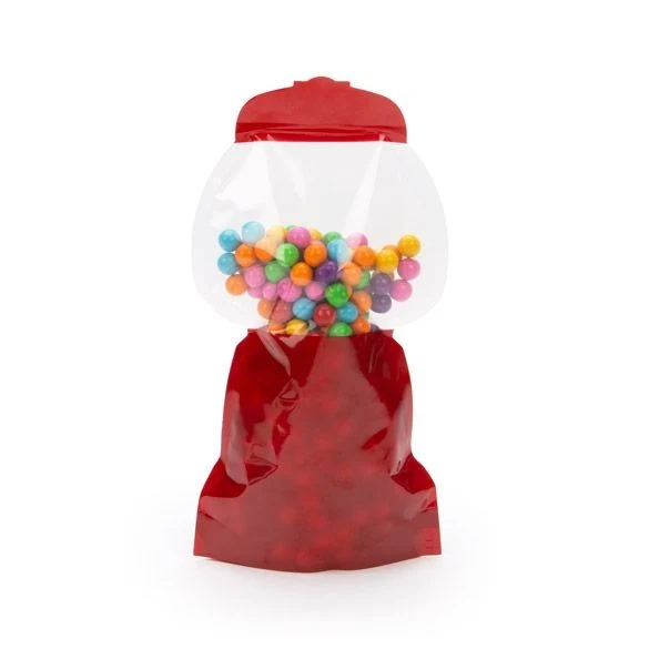Standbodenbeutel Gummiballmaschine Rot/Transparent 13x6x23cm (100 Stück) [SP7GB]