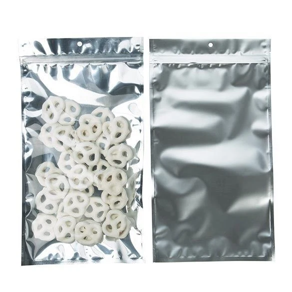 Druckverschlussbeutel Transparent/Silber 17.8x30.5cm mit Aufhängeloch (100 Stück) [HZB8S]