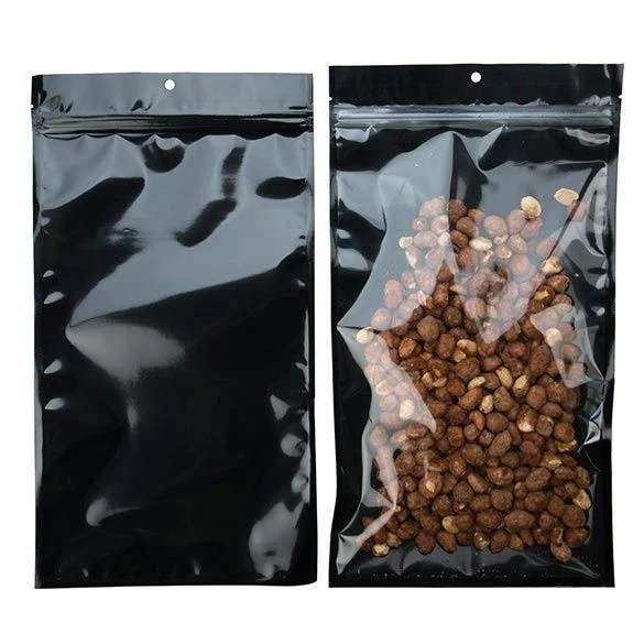 Druckverschlussbeutel Transparent/Schwarz 17.8x30.5cm mit Aufhängeloch (100 Stück) [HZB8CB]